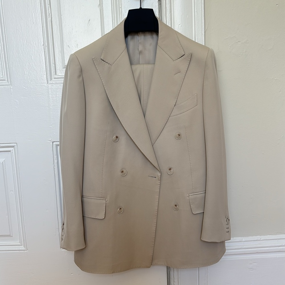 Tan double breasted Milano suit